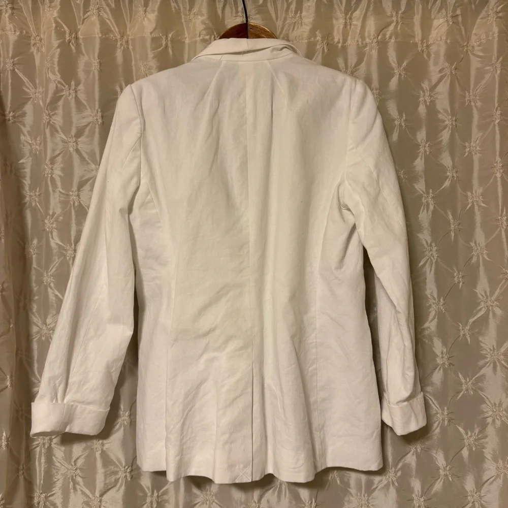 J. Crew White Unstructured Shawl Collar Cotton Linen Blazer Jacket Single-Button